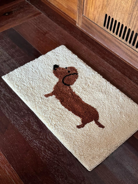 Playful Dachshund Plush Bath Mat