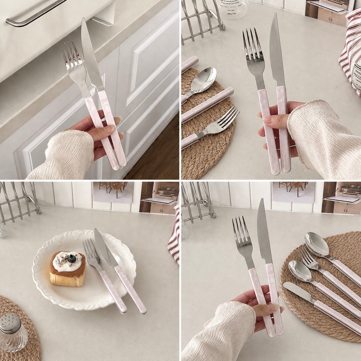 Marine Cutlery Set - Pink Marble Pattern