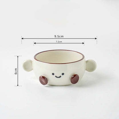 Smiley Bean Ceramic Collection-Double Handle Bowl