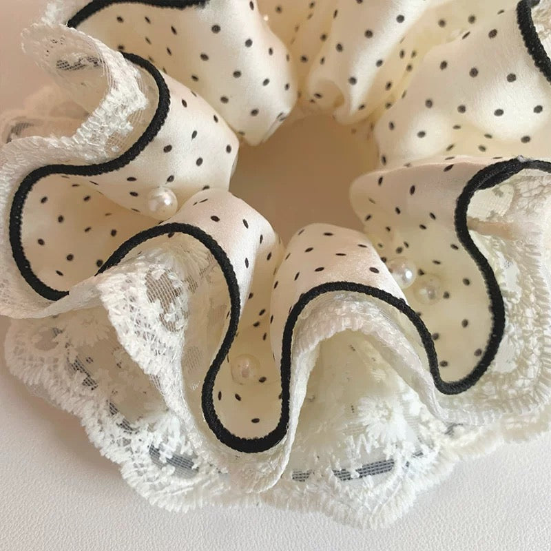 Polka Pearl Lace Scrunchie