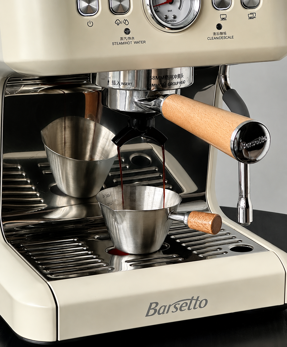 Walnut Handle Espresso Measuring Cup