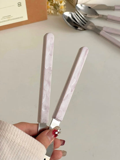 Marine Cutlery Set - Pink Marble Pattern