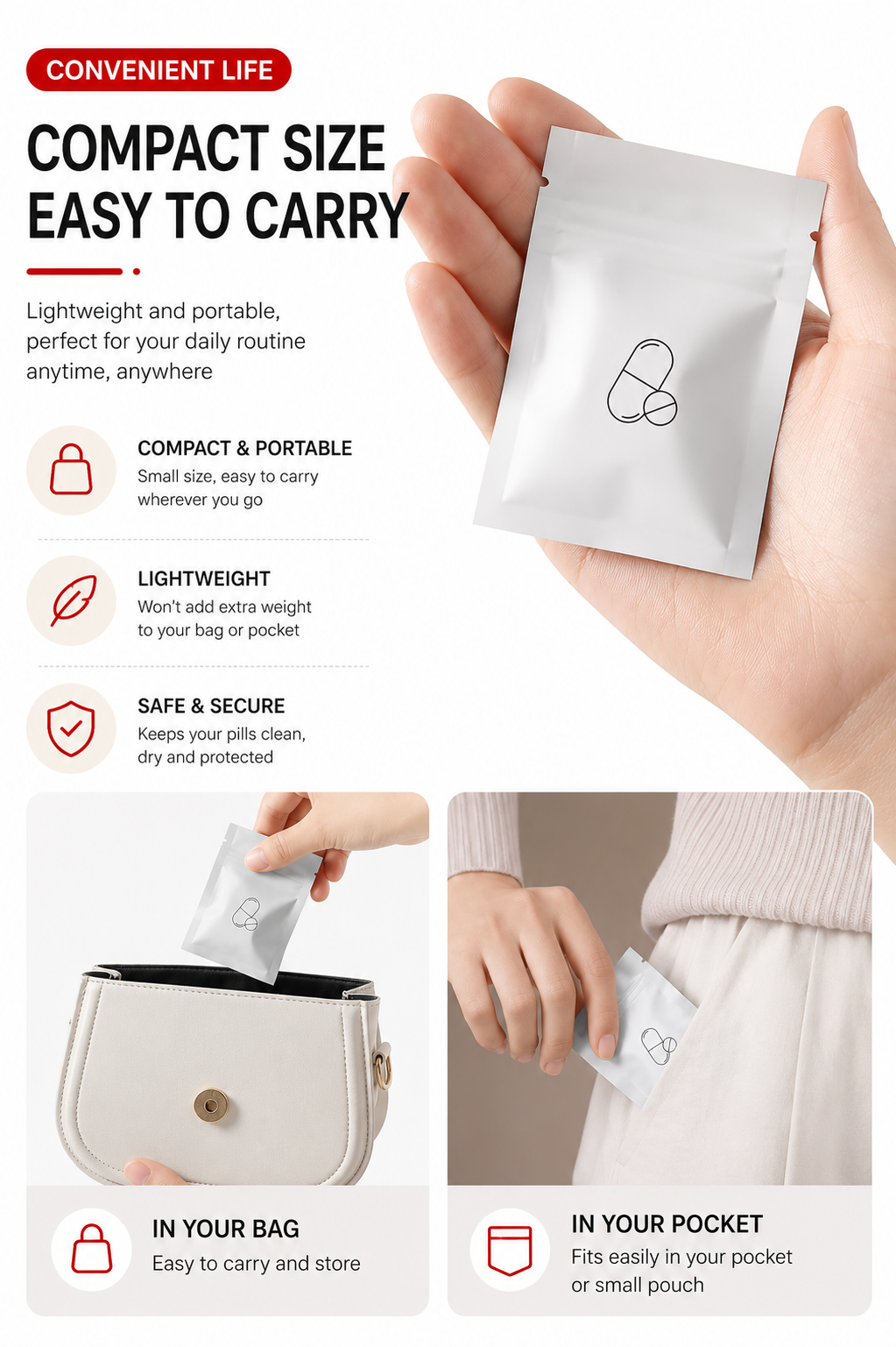 On-the-Go Pill Pouches (30 pcs/pack)