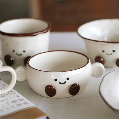 Smiley Bean Ceramic Collection-Double Handle Bowl