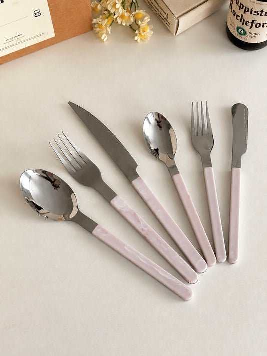 Marine Cutlery Set - Pink Marble Pattern