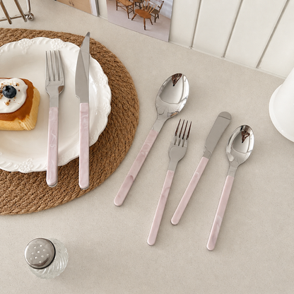 Marine Cutlery Set - Pink Marble Pattern