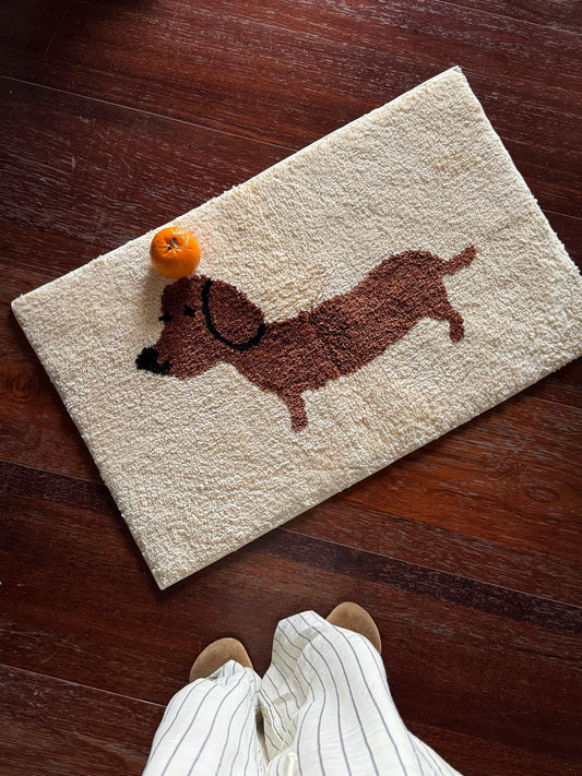 Playful Dachshund Plush Bath Mat