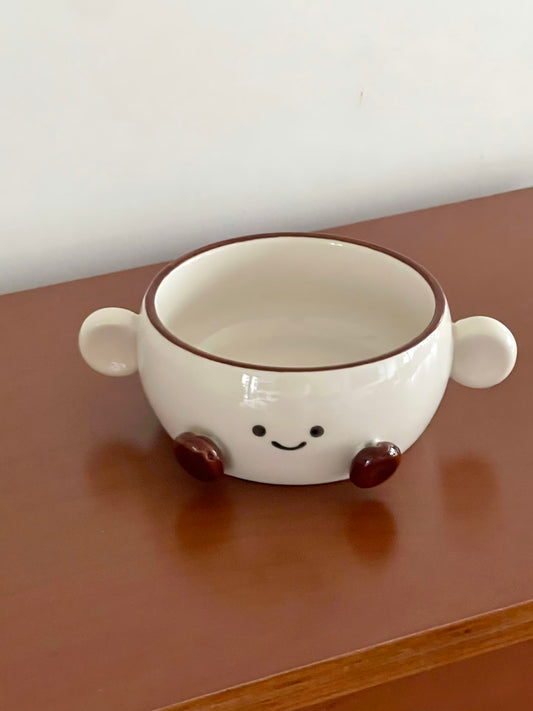 Smiley Bean Ceramic Collection-Double Handle Bowl