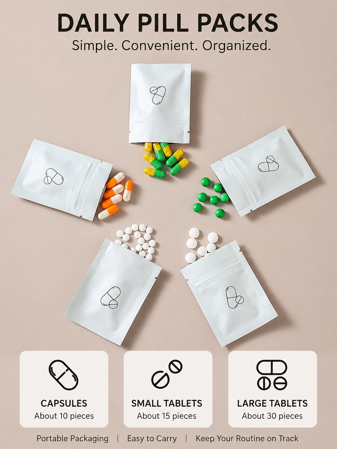 On-the-Go Pill Pouches (30 pcs/pack)