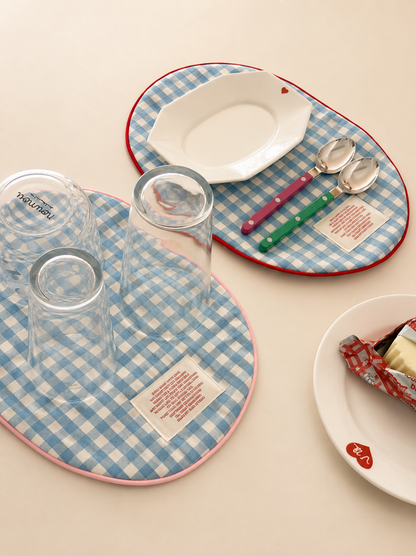 Gingham Coffee Mat