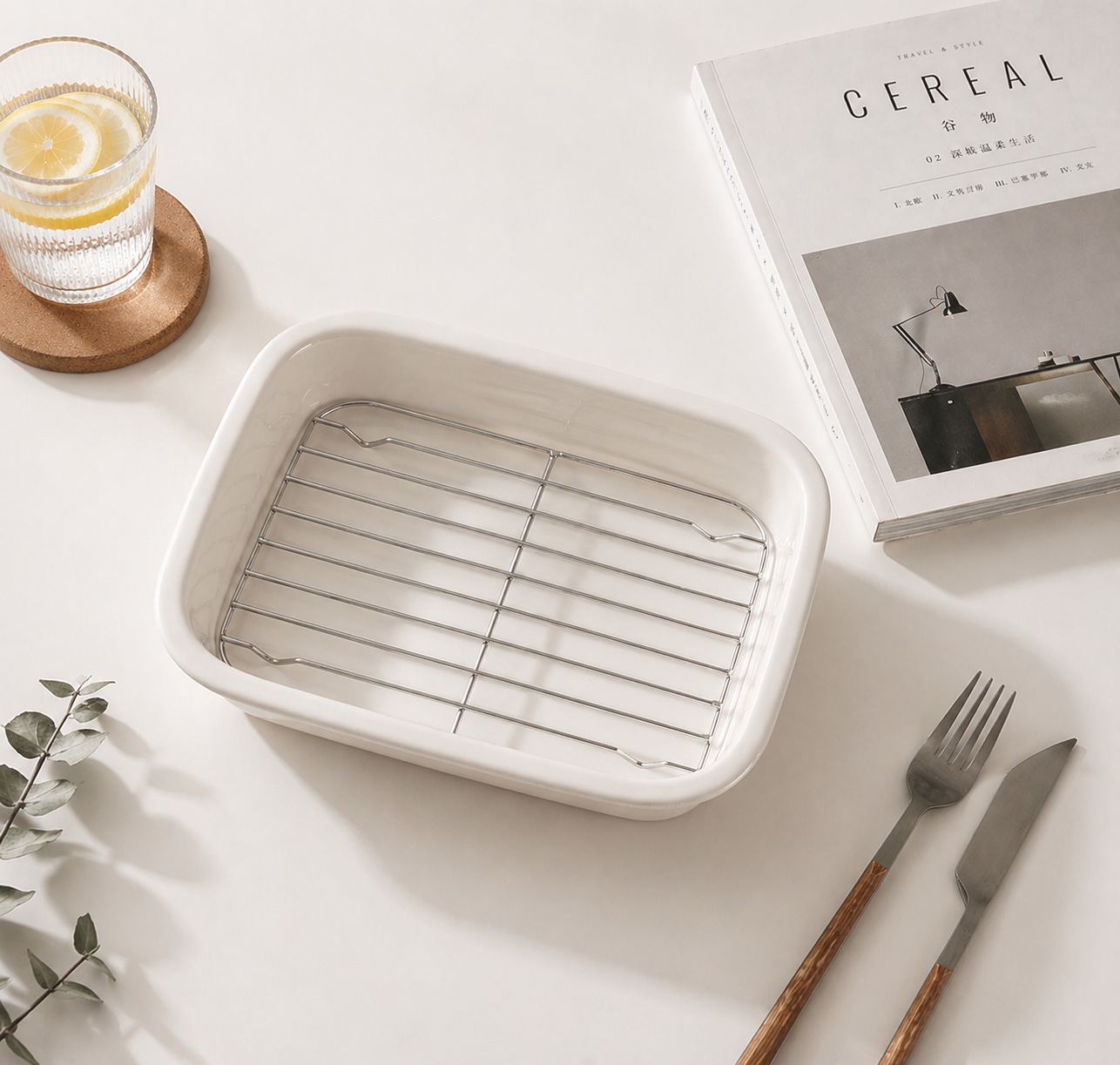 Ceramic Bake & Drain Dish