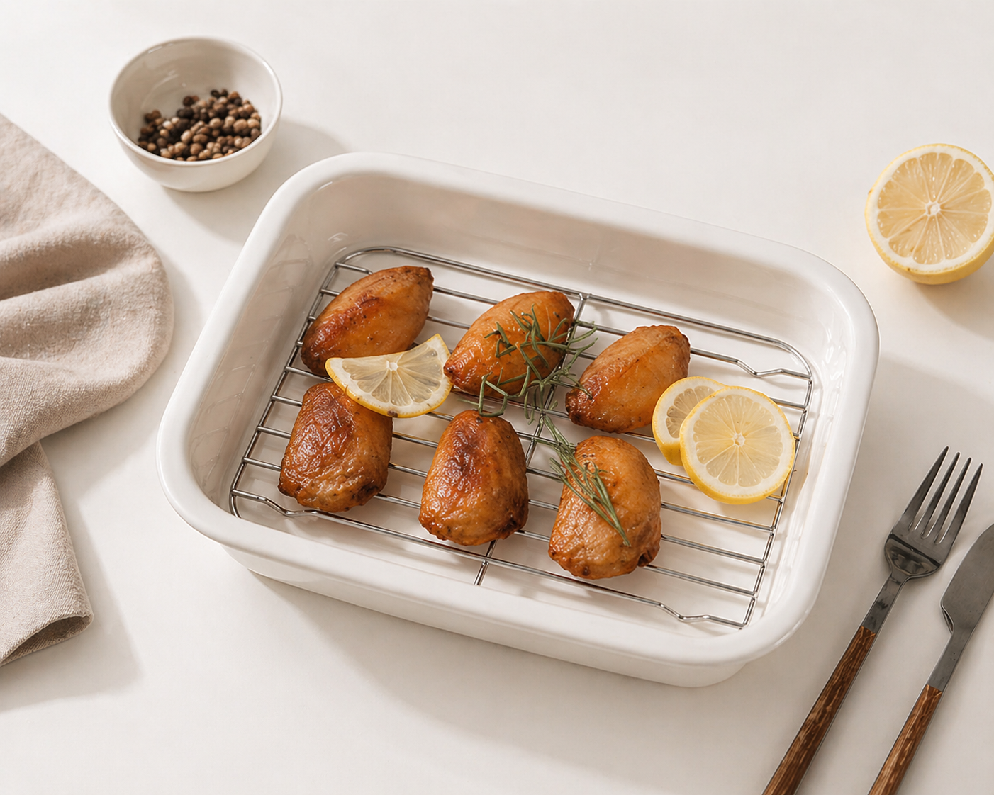 Ceramic Bake & Drain Dish