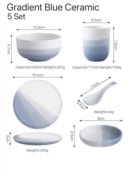 Gradient Blue Ceramic Dinnerware Set