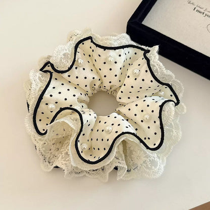 Polka Pearl Lace Scrunchie