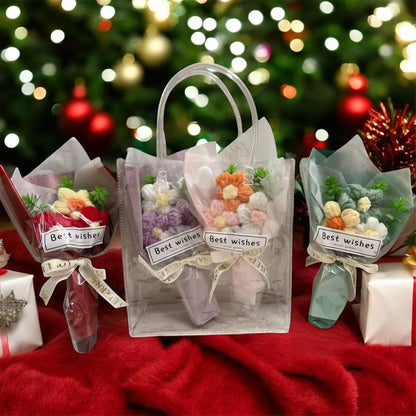 2 Mini Yarn Flower Bouquets with Gift Bag