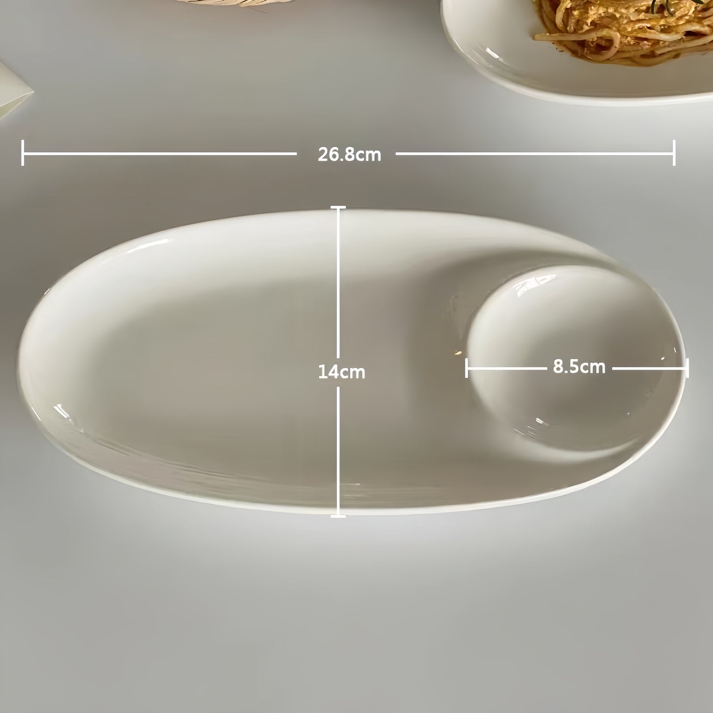 Oval Serving Plate with Sauce Well
